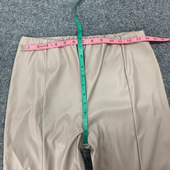 PrettyLittleThing Trouser Womens 6 Stone Faux Leather Seam Detail Straight Leg - Picture 7 of 16